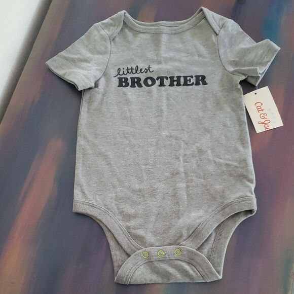 NWT Cat & Jack "littlest BROTHER" Onesie Sz 12 Mos - Picture 1 of 5